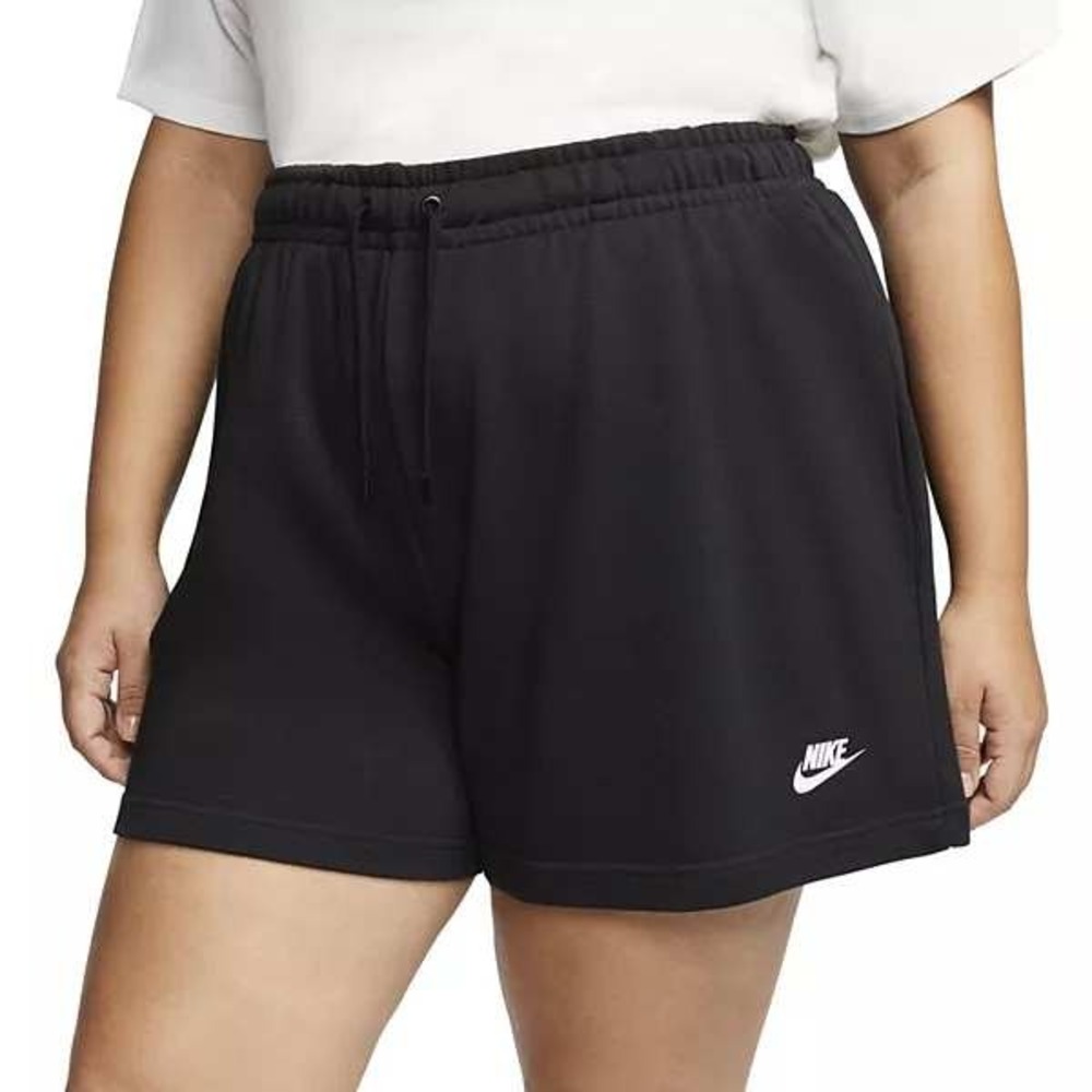 Nike Sportswear Essential Womens Fleece Shorts Black Logo 0X Plus Size